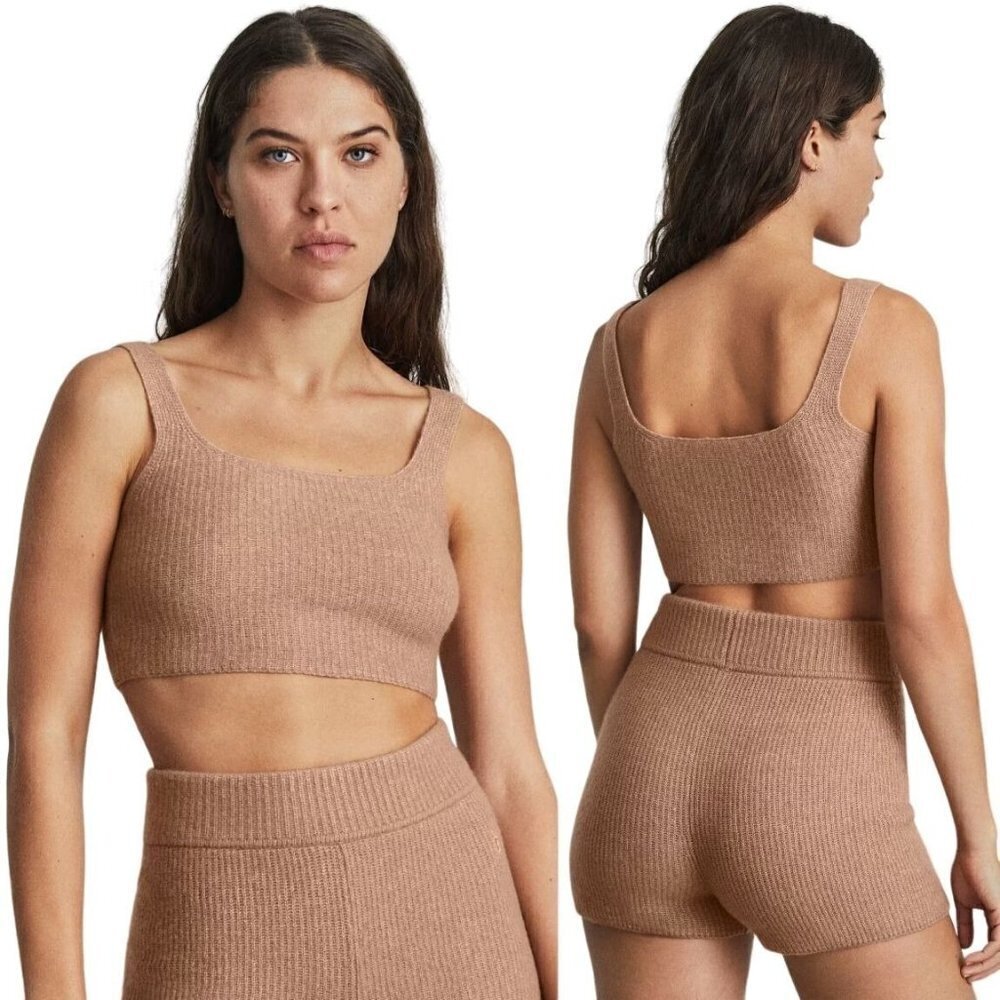 Everlane Camel Yak And Wool Blend The Cozy Stretch Knit Cropped Tank Size XS NWT - Picture 2 of 10